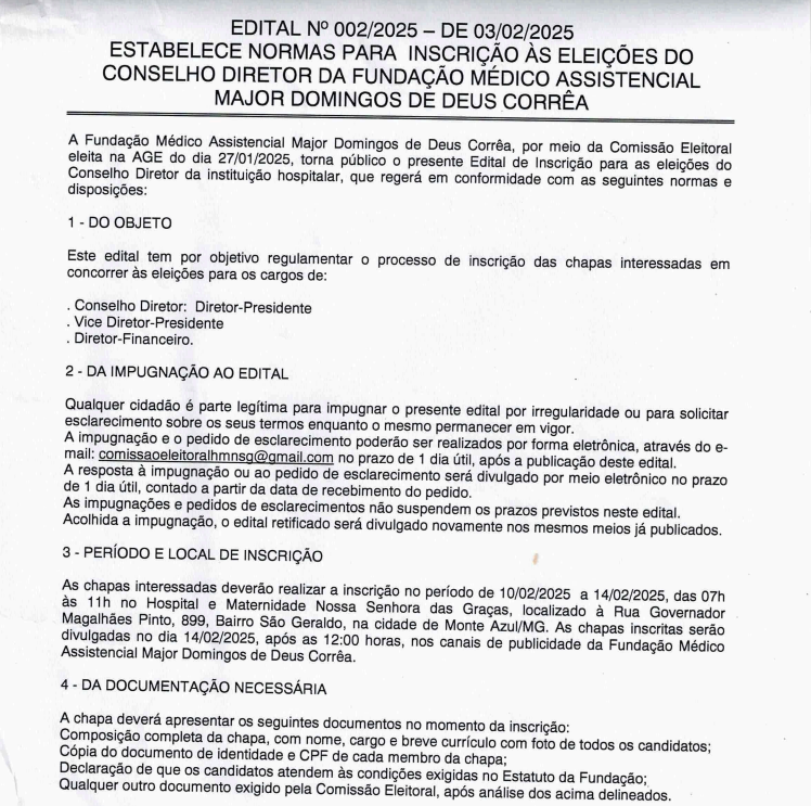 Edital 02-2025 - Eleição Conselho Diretor